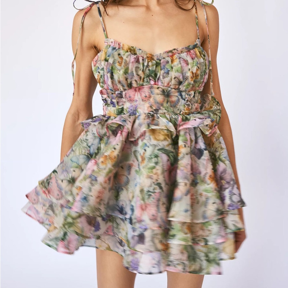Selkie Shakespeare mini dress in butterfly Botanics Print